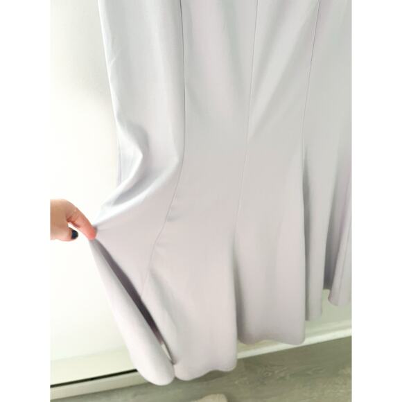 NWT Amsale Angie Bridesmaid Dress Size 10 Gray Dove Crepe Maxi Formal Wedding - Picture 8 of 10